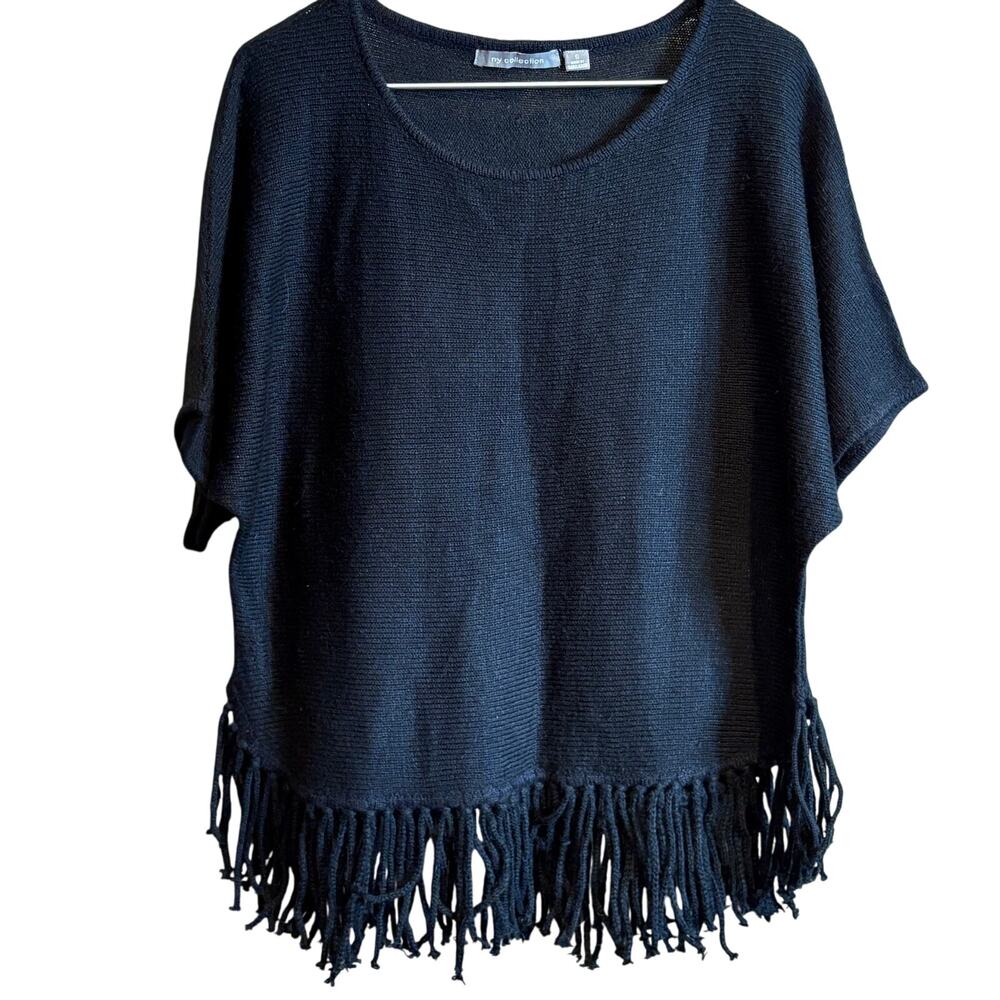New York Collection Women's Black  Pullover Knit Sweater Top Size Small